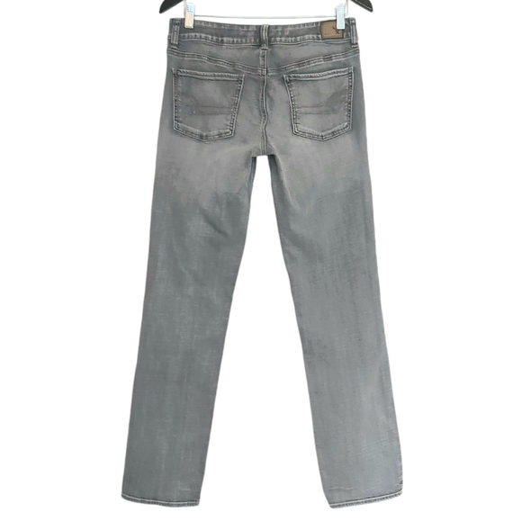 Sz 8 AE jeans straight super stretch grey mid rise American Eagle gray - Picture 3 of 7